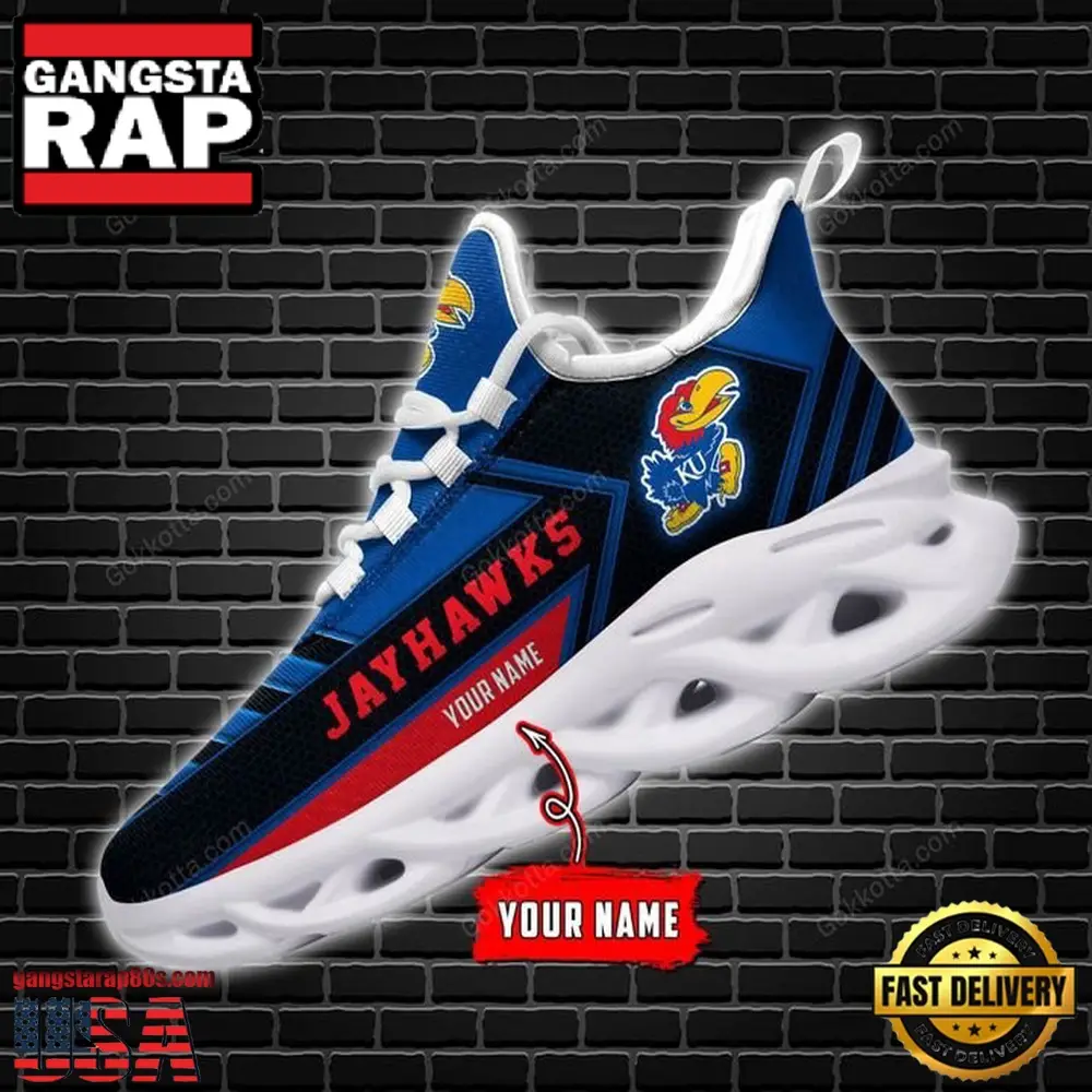 NCAA [Hot Sale] Kansas Jayhawks Custom Name Unique Design Max Soul Shoes Running Sneakers - Image 3